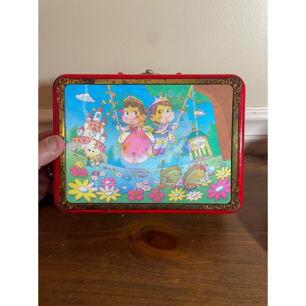 Vintage Fujiya Peko-chan Poko-chan Red Metal Lunch Box Tin 2005 Japanese Anime - Picture 2 of 11